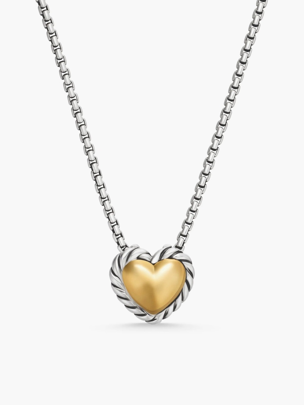 David Yurman Cable Cookie Classic Heart Necklace with 18K Yellow Gold
